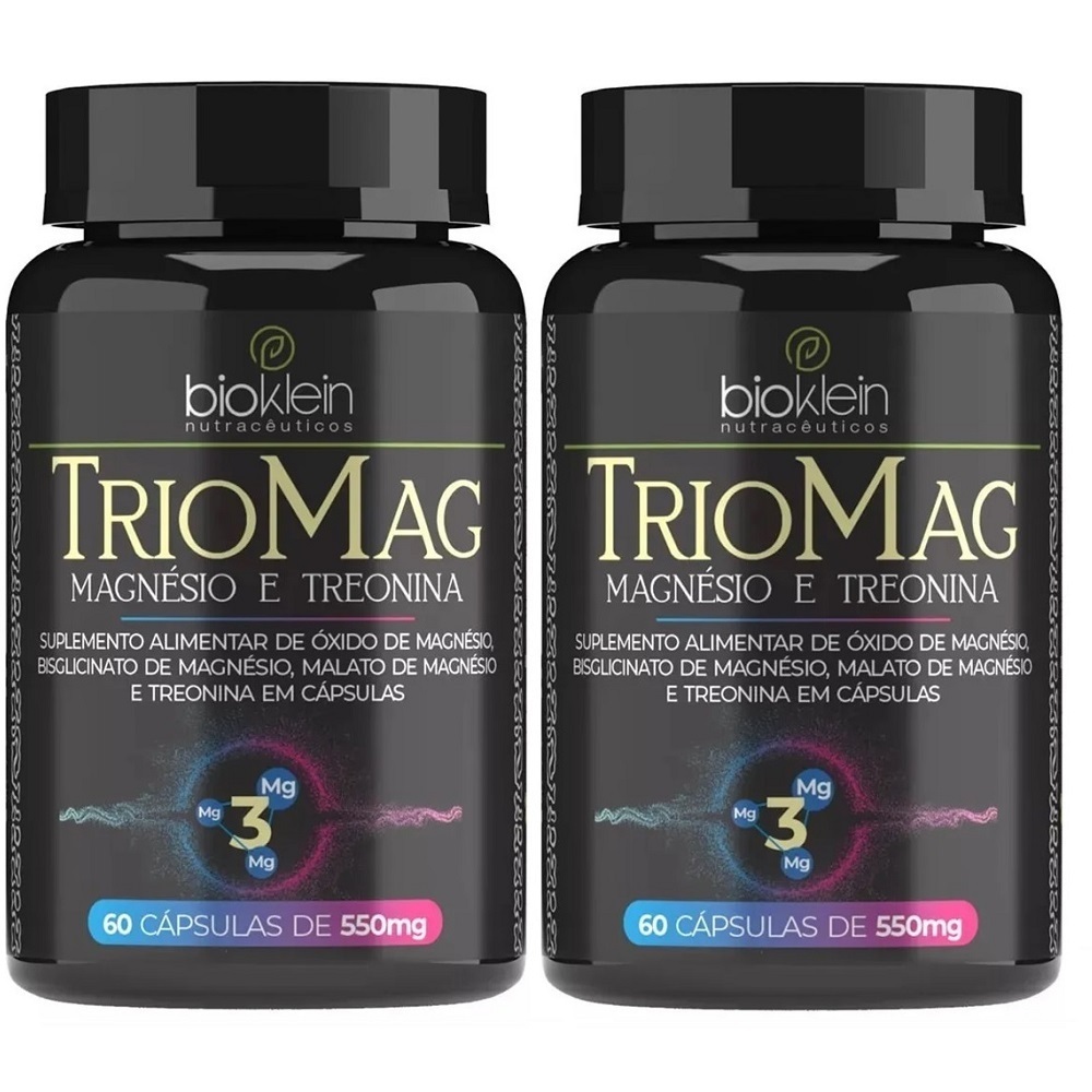 Kit 02 TRIOMAG (Magnesio, L-Treonina, Bisglicinato de Mag, Malato de Mag) 550mg 60 Caps Bioklein