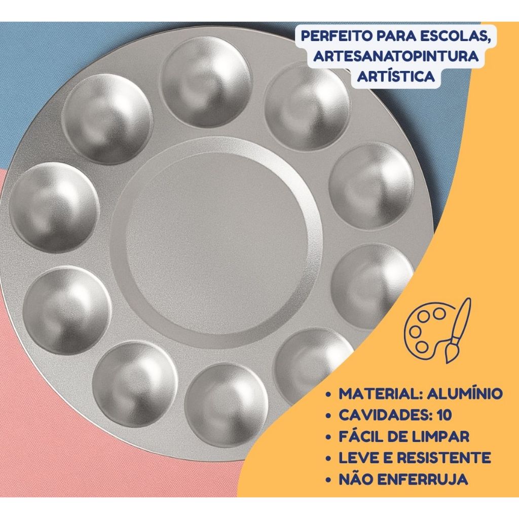 Godê De Alumino Paleta Redonda Com 10 Cavidades