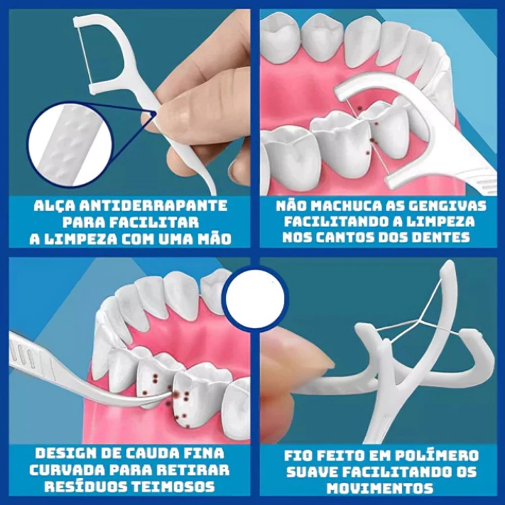 Kit com 100/200/300 Fio Dental Para Limpeza em Formato de Arco 1 linha/2 linha