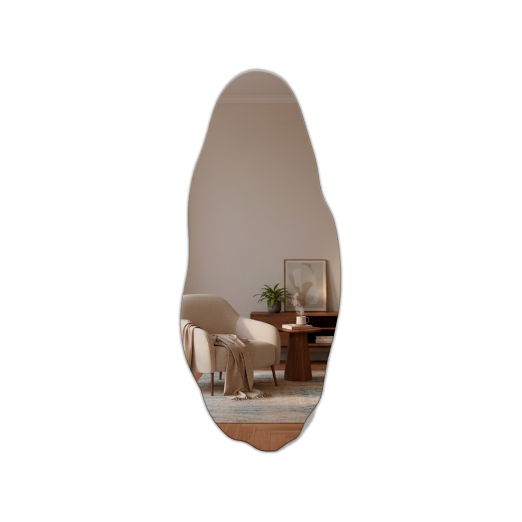 Espelho Orgânico Decorativo 110x50 Lapidado Moderno para Sala Quarto Banheiro Minimalista Brinovar