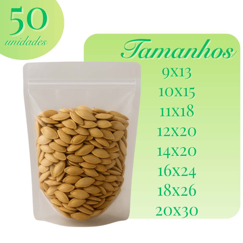 Saco Stand Up Pouch Transparente C/50 Un Zip Visor Transparente Hermético Mantimentos em Oferta na Shopee