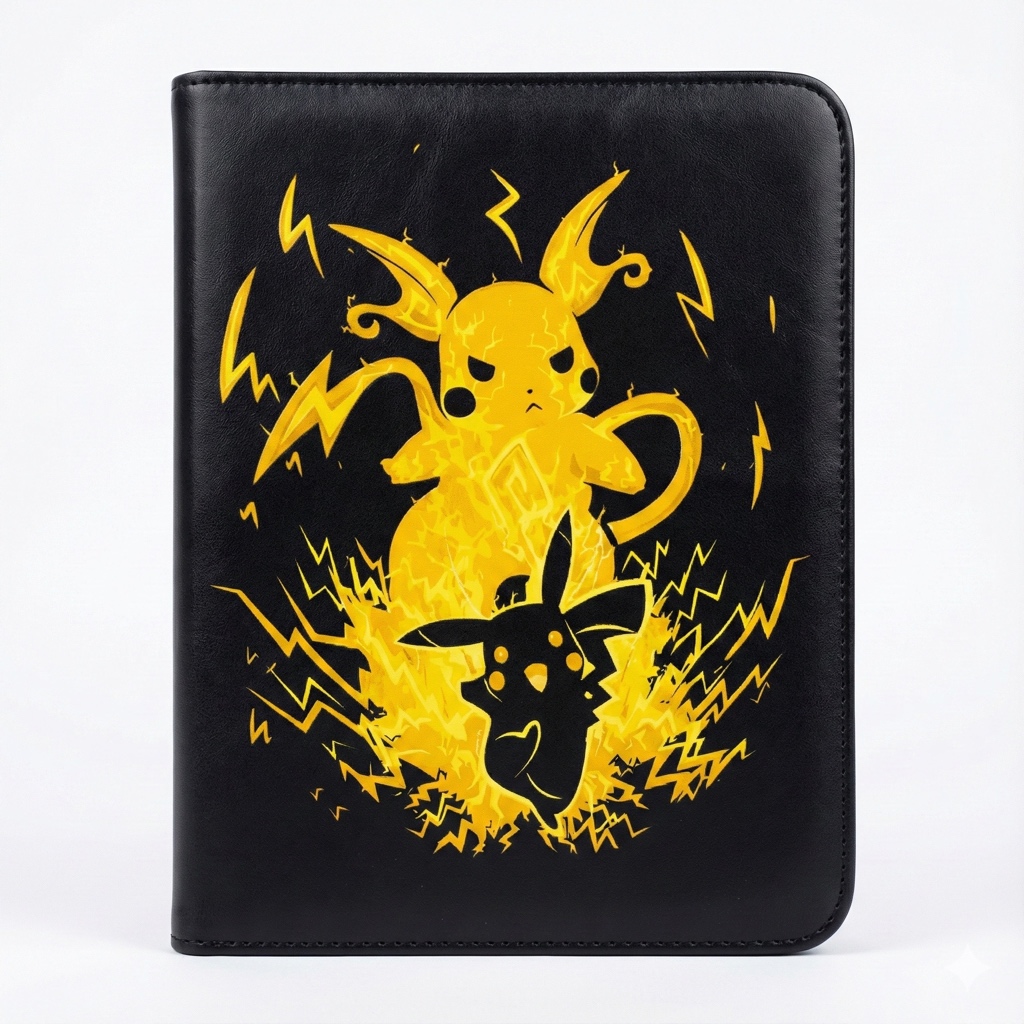 FICHÁRIO POKÉMON ASH CHARIZARD POKEMON – PASTA PREMIUM PARA 900 CARTAS COLECIONÁVEIS COURO CARDS