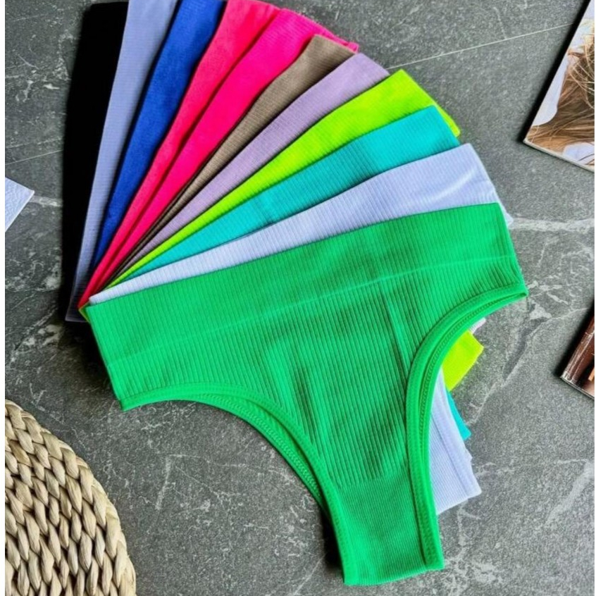 Kit 3/5/10 Tanga Canelada Importada Fio Dental ou tradicional Calcinha CIntura Alta Pala Dupla em Oferta na Shopee