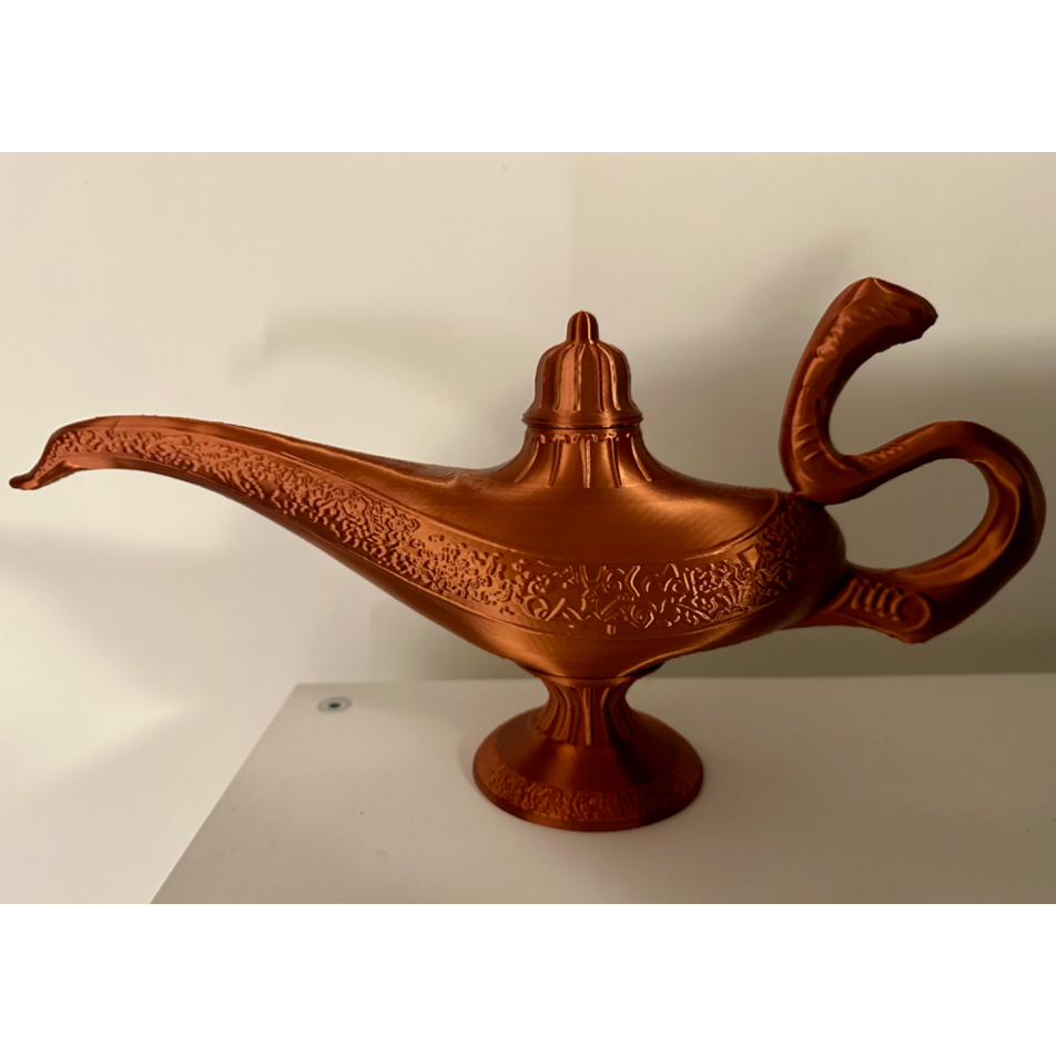 Lâmpada do Aladim 15cm Decorativa em Impressão 3D – Preto | Dourado | Roxo | Branco | Cobre