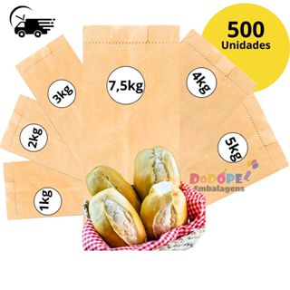 Saco Para Pães - c/ 500 Unidades Kraft - liso  1kg 2kg 3kg 4kg 5kg 7,5kg em Oferta na Shopee