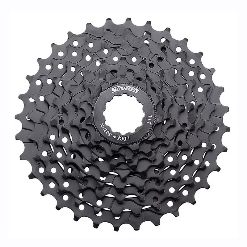 Catraca Encaixe Bolão Cassete 8 Velocidades 11/32 Dentes Preto Catraca Encaixe K7 Sunrun bike bicicleta
