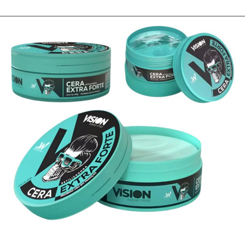 Kit 3 Cera pomada modeladora Extra forte - Vision - Barber Shop 130g Barba Cabelo e Bigode