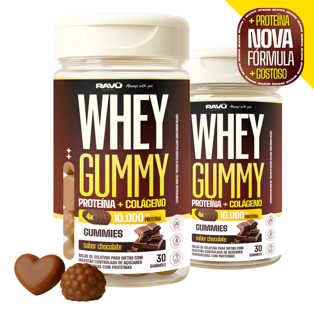 Kit 2 Whey Protein em Gomas Proteína + Colágeno, Zero Lactose, Whey Isolado - Sem açucar - Ravu nutrition