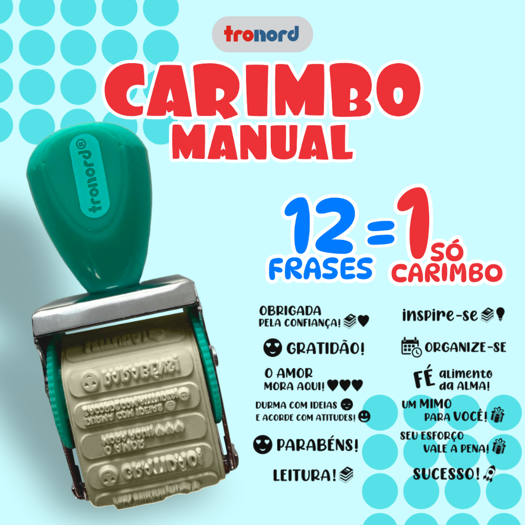 Carimbo Manual Texto, 12 mensagens diferentes em um unico carimbo, uso escolar,artesanal e etc