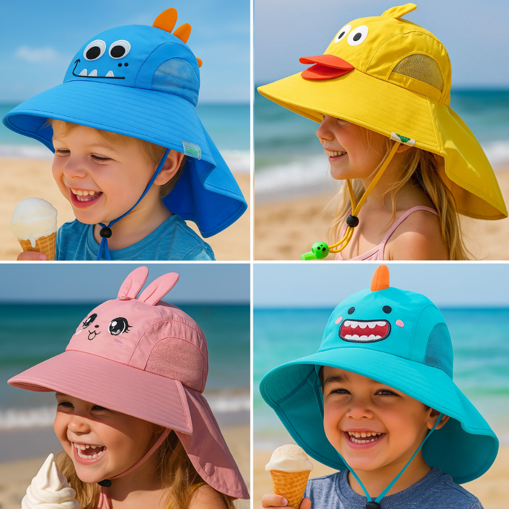 Chapéu Infantil Protetor Sol Para Bebê Criança Com Aba Grande Para Proteção Raio UV Verão ...