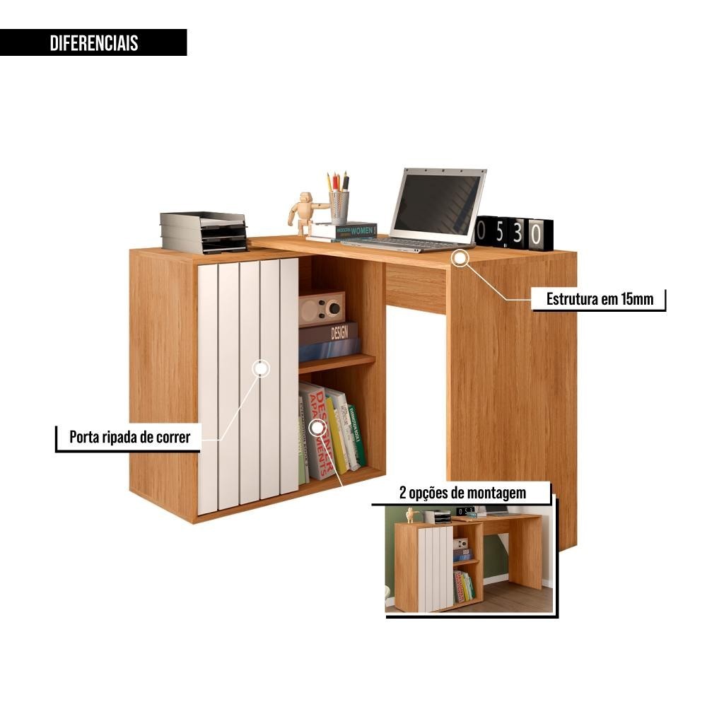 Detalhes do Escrivaninha de Estudos Caemmun Bisck 1,40 - Montagem Flex