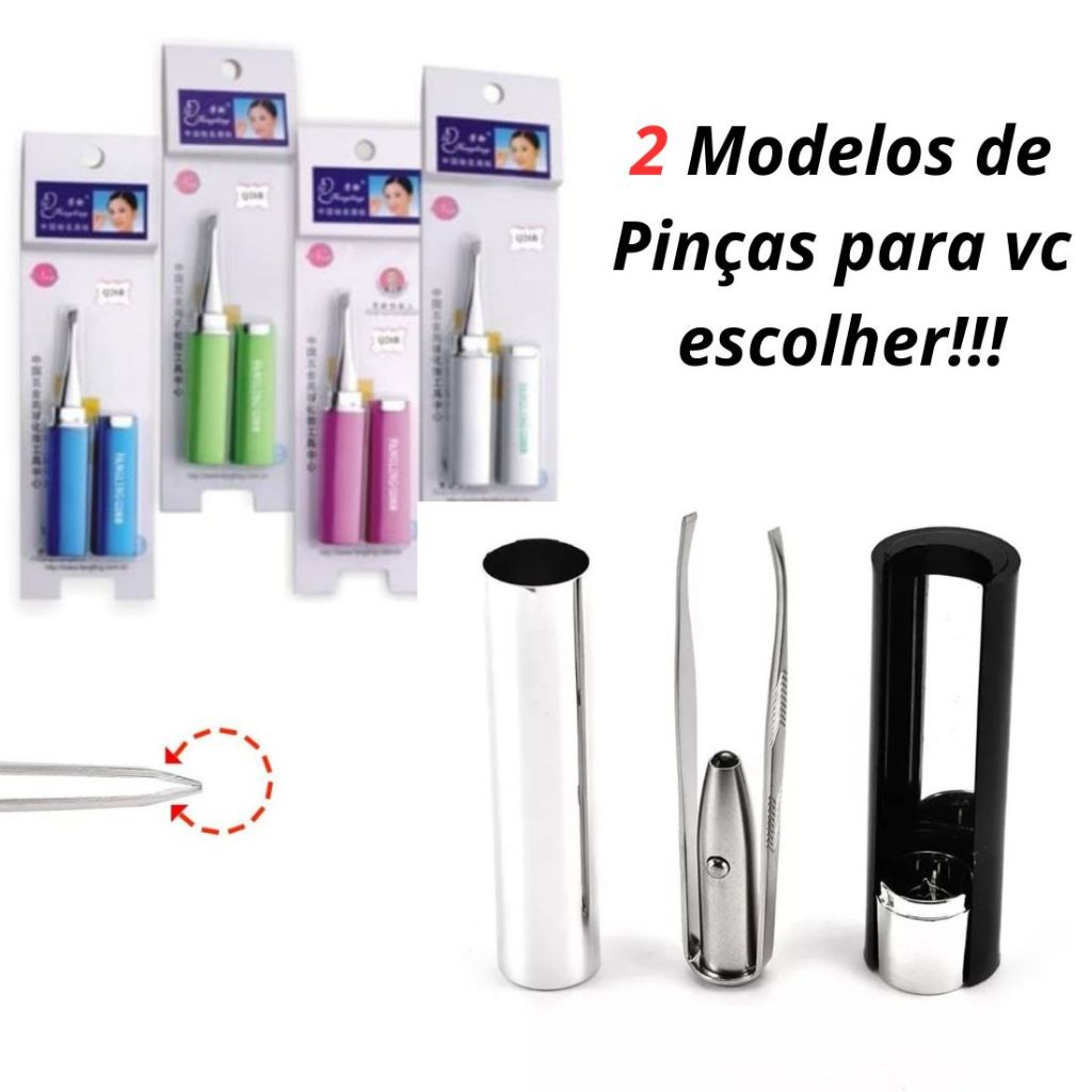 Kit 3 Pinça Prata de Aço Inoxidável Com Estojo Protetor Designer sobrancelha Depilação