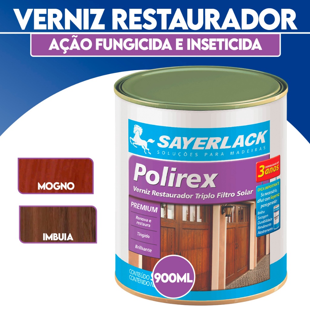 Verniz Restaura Madeira Brilhante 900ml Polirex Sayerlack