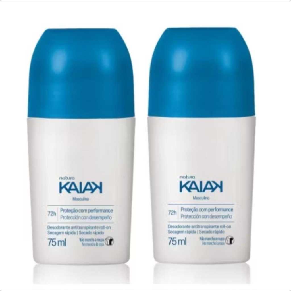 Kit 2 Desodorante Roll-on Kaiak Masculino ,  Roll-on Natura  Homem  (75 ml cada)