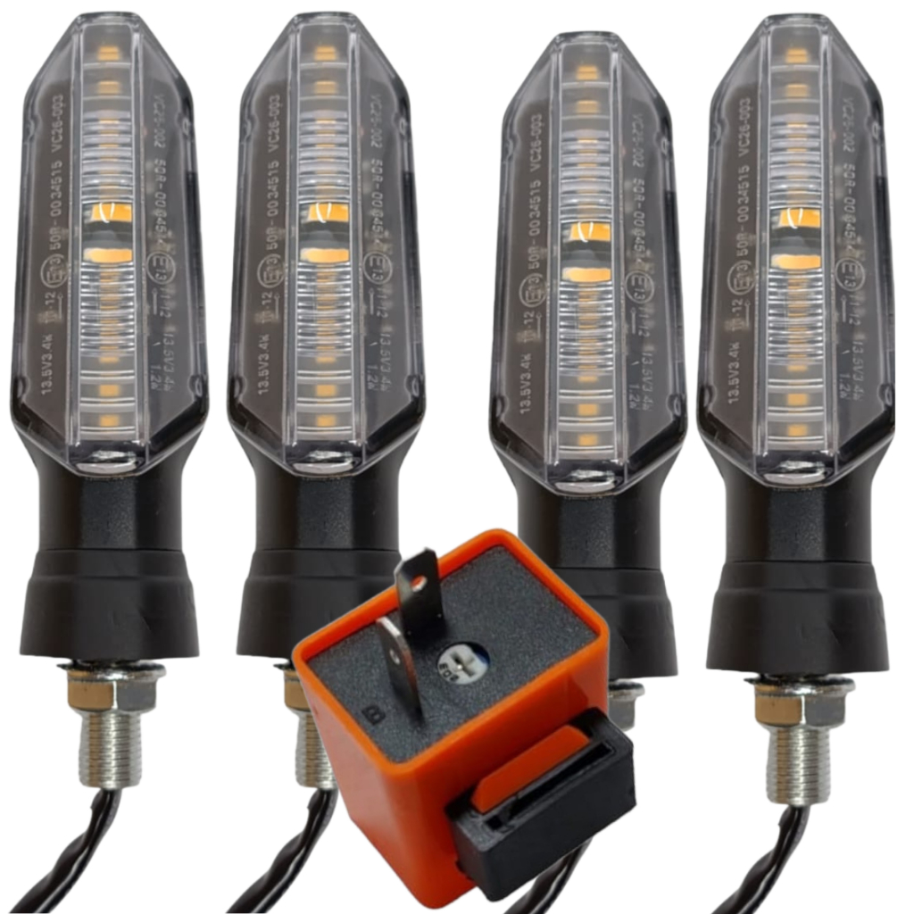 Kit 4 Pisca Seta de Led Rosca Sequencial + Rele de PIsca 2 Pinos 12v Cb 300 Bros 150 160 Fazer Ybr em Oferta na Shopee