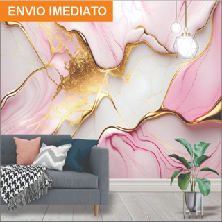 Papel De Parede Adesivo Mármore Rose Lavável Autocolante em Oferta na Shopee