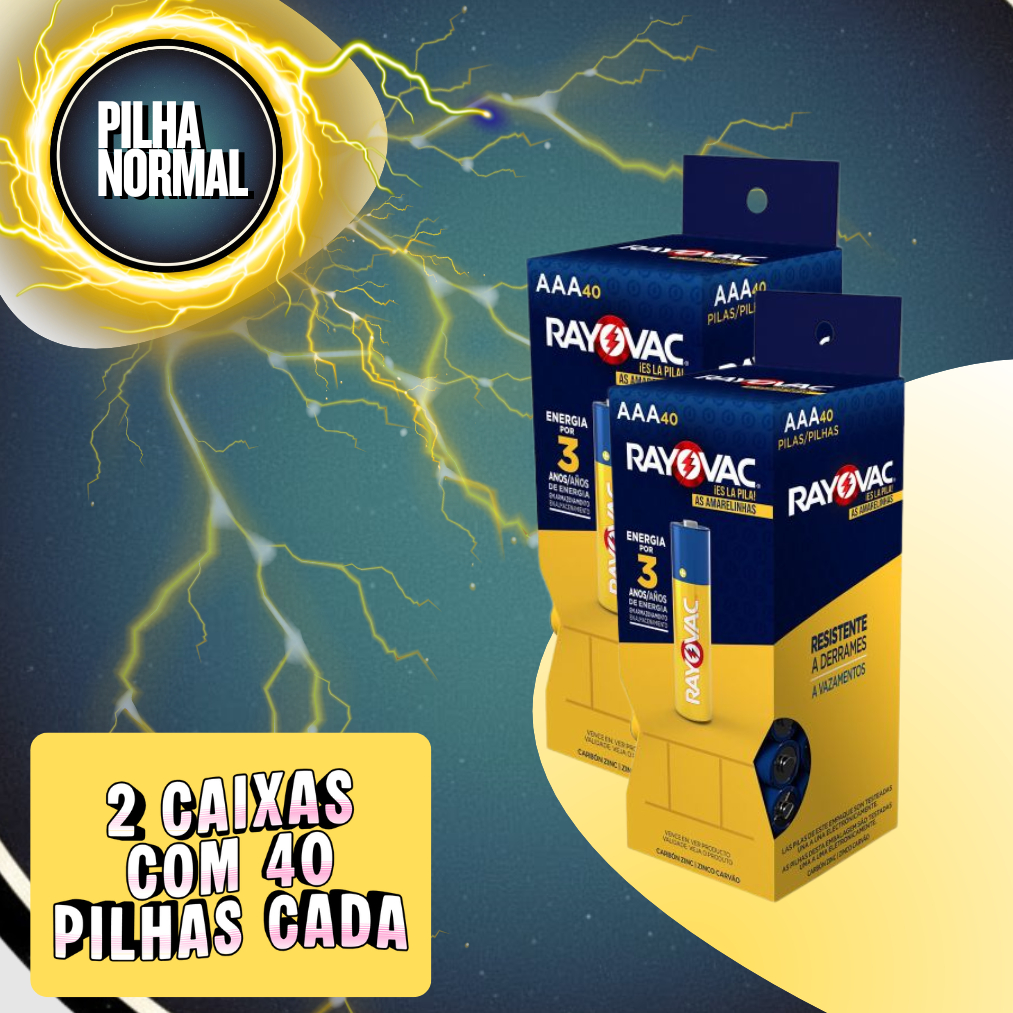 Rayovac 2 Tubos de AAA Palito com 40 Unidades cada
