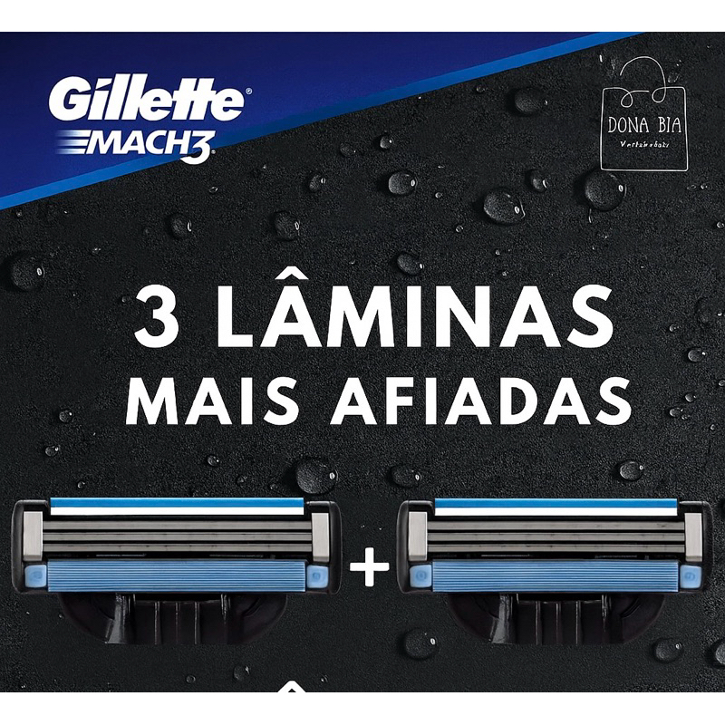Gillette Mach3 Refil - 2 Unidades - Barbeador com 3 lâminas + fita lubrificante