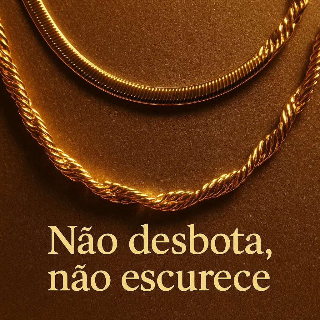 Não Desbota, Não Escurece, Colar Duplo Feminino 18K Banhado a Ouro – Elegante e Moderno