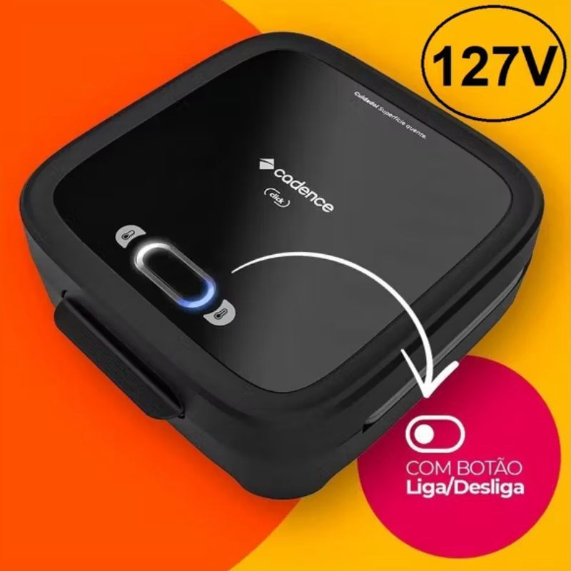 Sanduicheira Elétrica Cadence Click SAN400 Com Botão Liga / Desliga 750W 127V em Oferta na Shopee