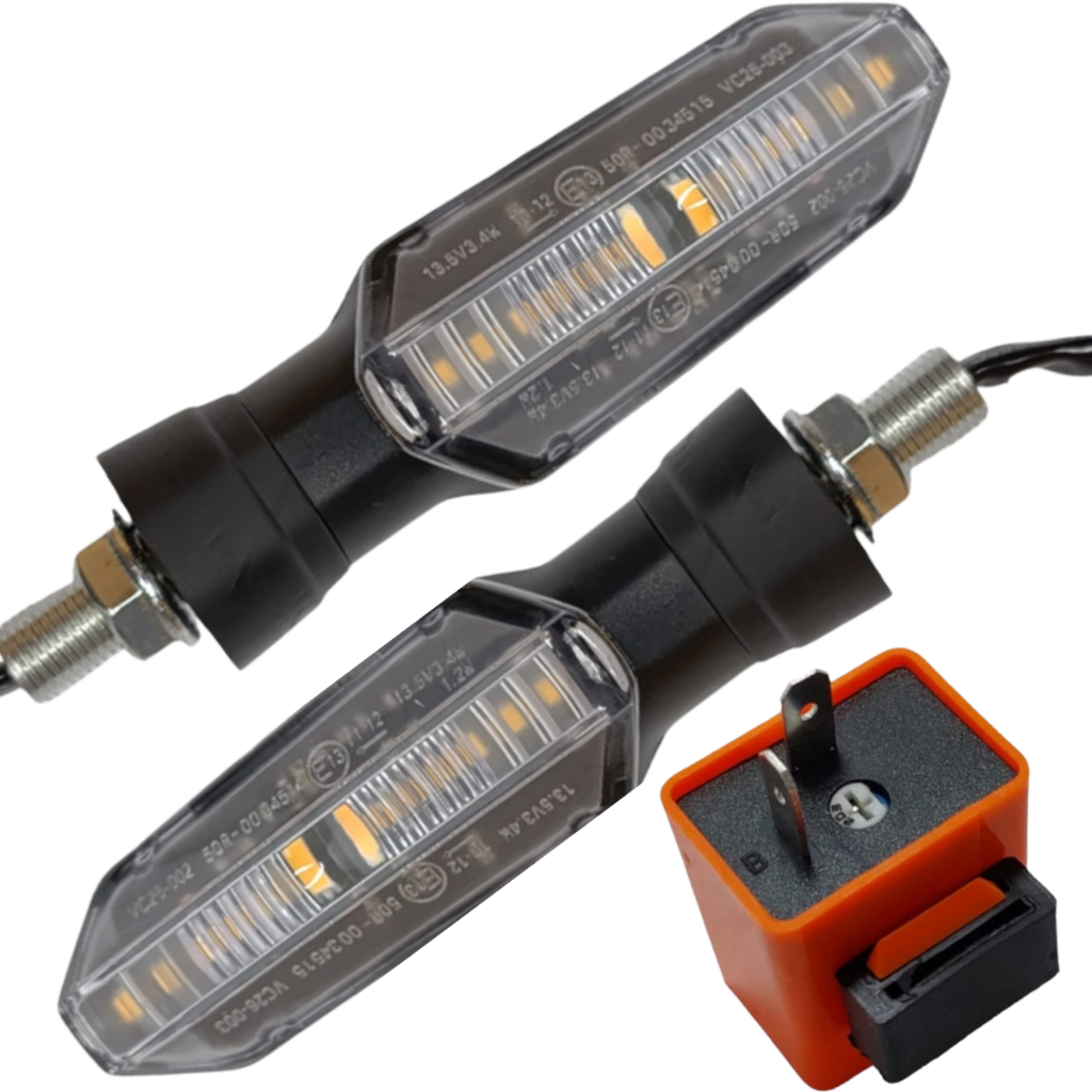 Kit Par Pisca Seta Led Cb Twister Parafuso Sequencial + Rele De Pisca 2 Pinos 12v
