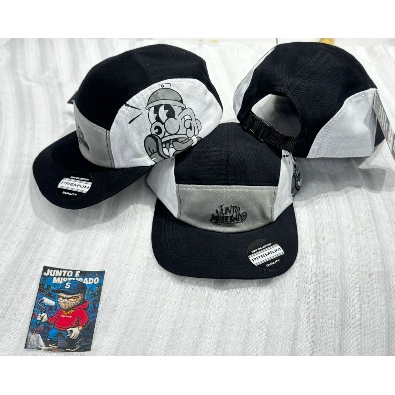 Boné 5 Five Panel Aba Reta JM Junto e Misturado Fecho  Strapaback em Oferta na Shopee