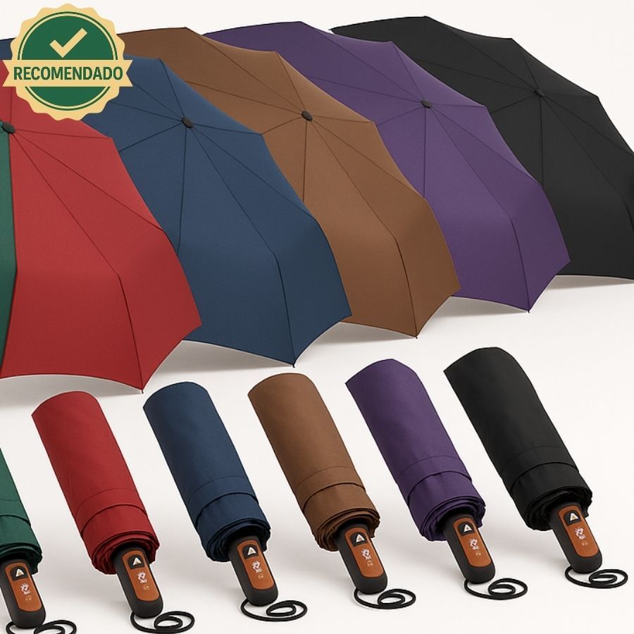 Guarda-Chuva Reforçado Abre Automático Anti-Vento Grande Compacto Bolsa/Mochila Secagem Rápida Unissex