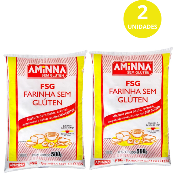 Kit 2x Farinha Sem Glúten Aminna 500g em Oferta na Shopee