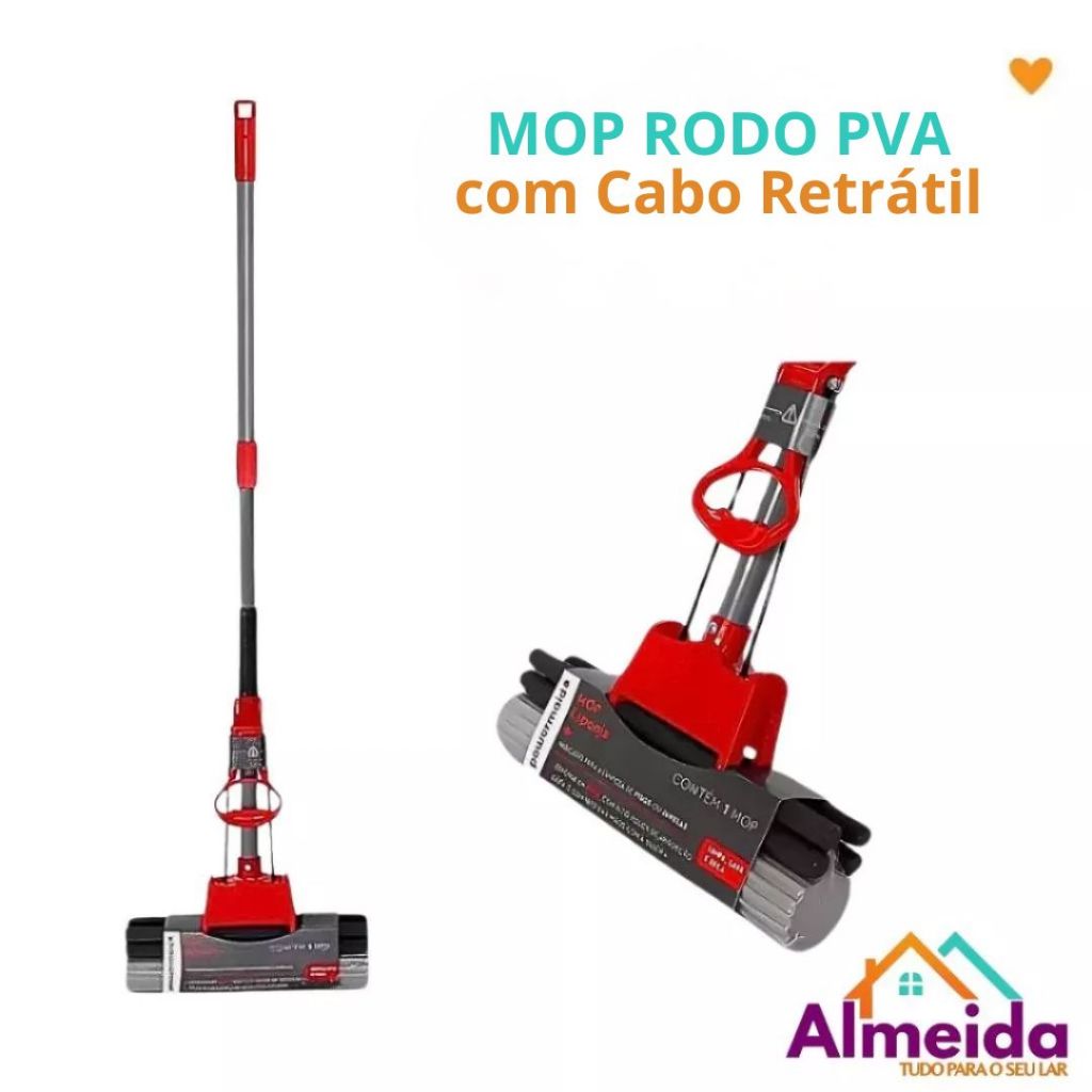 Mop Rodo Pva Powermaid Sekito Vassoura Magica C/ Cabo Retratil
