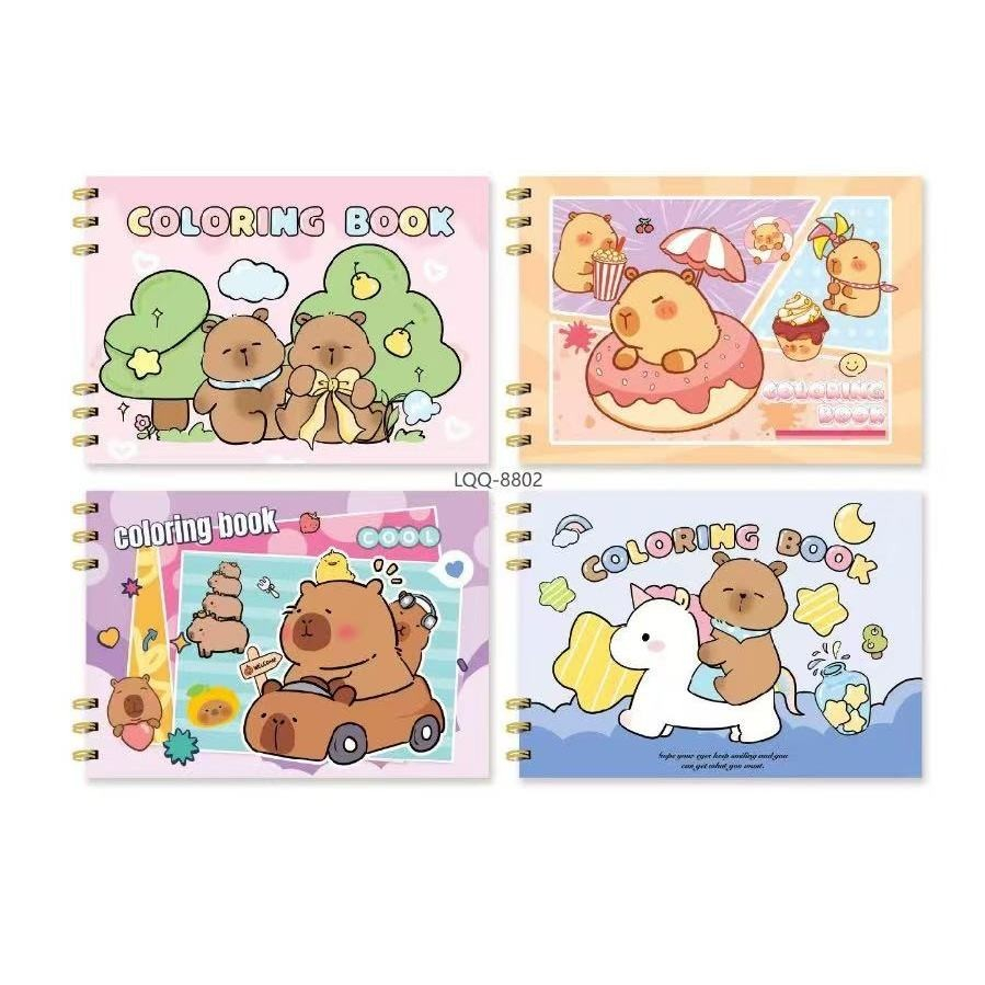 Kit 1-2-3-4 Livros de Colorir Capivaras – 50 Imagens, Capa Dura Holográfica, A5, Diversão Criativa em Oferta na Shopee