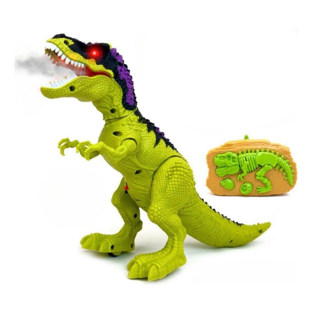 Dinossauro Controle Remoto Solta Fumaça Brinquedo Dino Menino