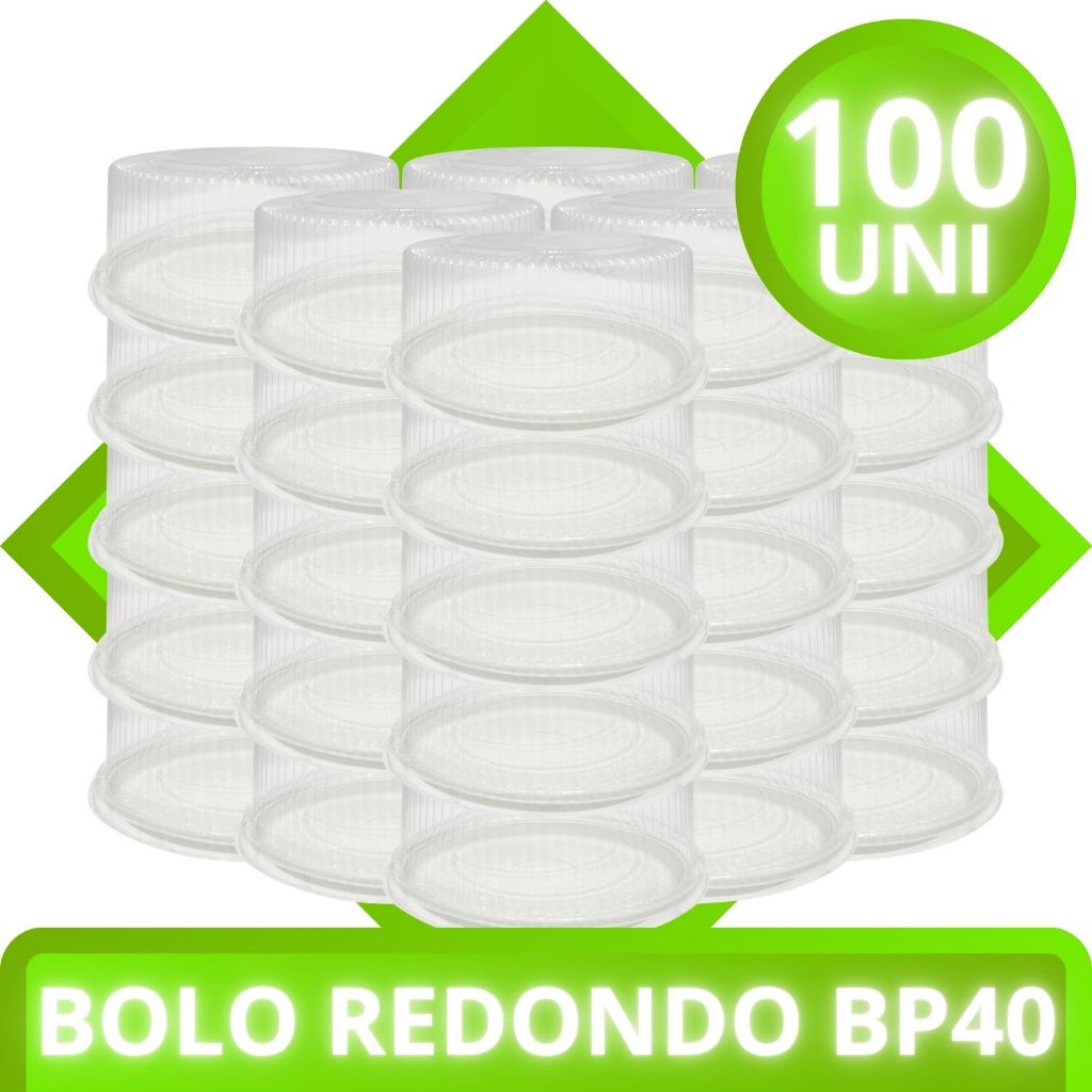 Kit 100 Unidades Embalagem Plástica Multiuso Redonda Doce Torta Bolo Modelo Bp40