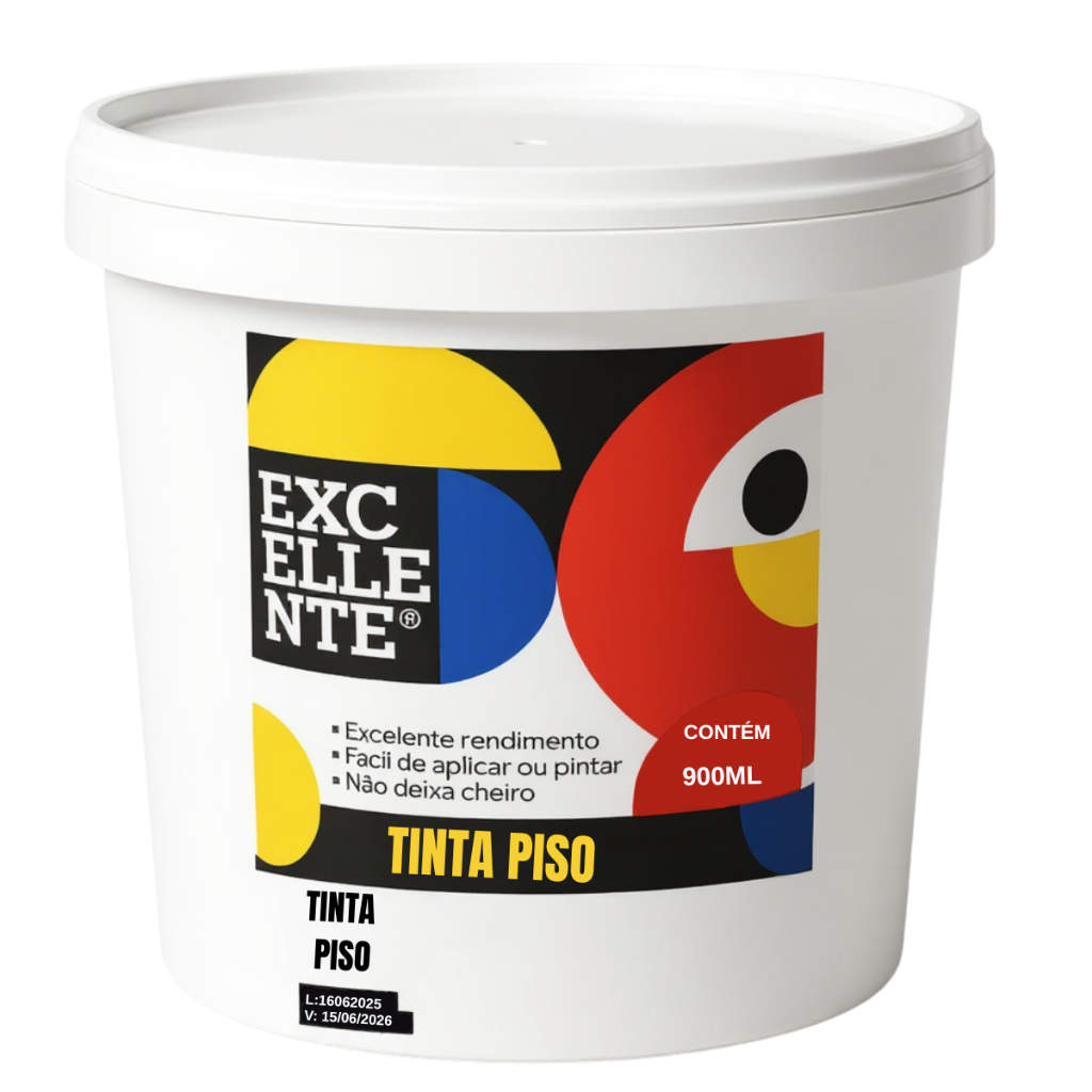 Tinta Piso Cinza Cores Excellente 900ML 1,5kg (Base Água) Resistencia - Garagem Quadra Diversas