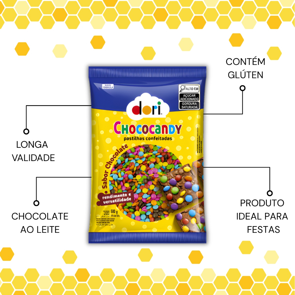 Kit Balas de Gomas 500g + Pastilhas Confeitadas Chocolate Chococandy 500g Dori · foto 2