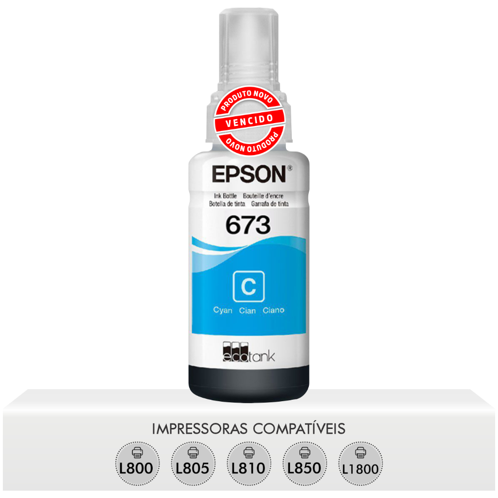 Refil T673 Ciano Original Epson (Validade expirada) T673 L800 L805 L810 L850 L1800