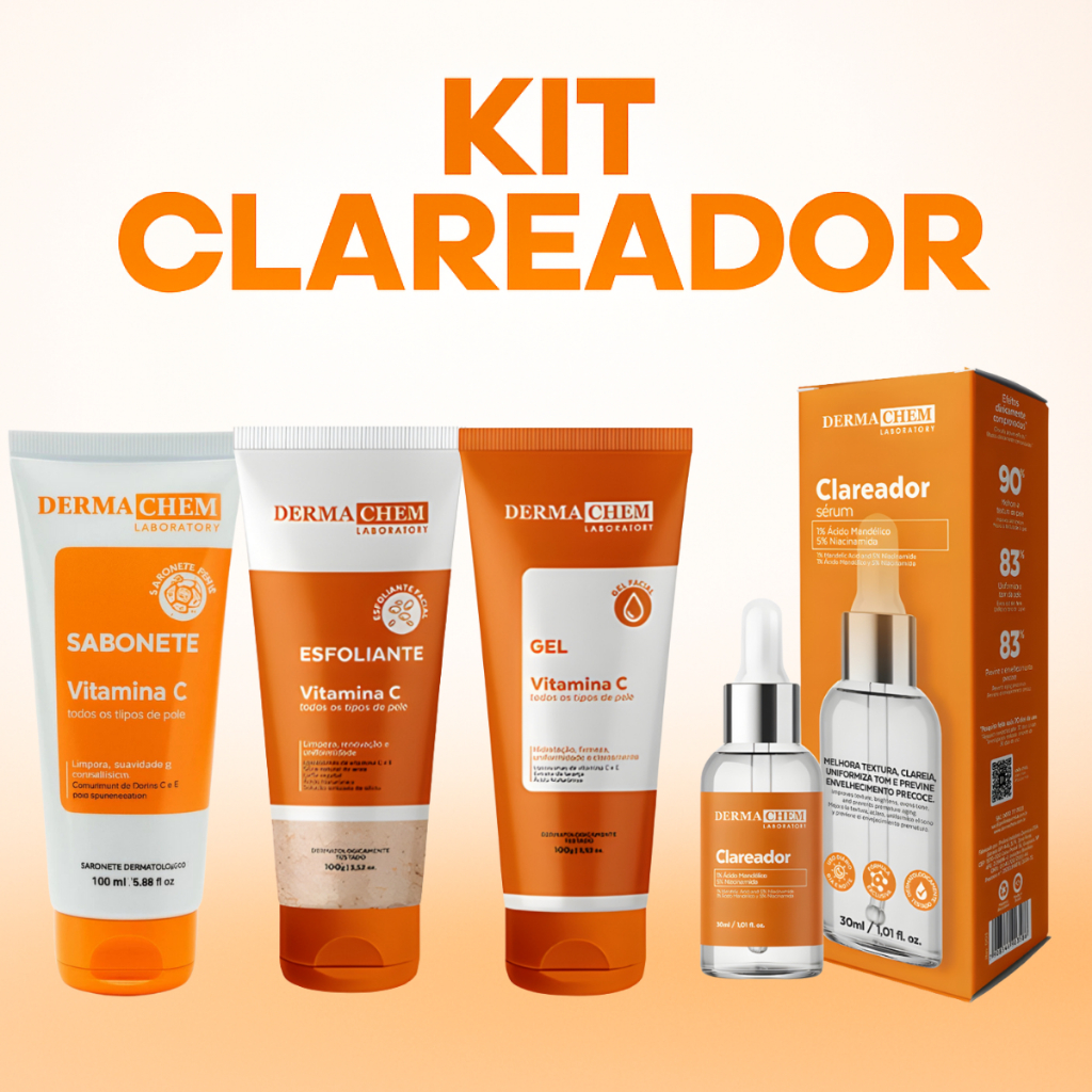 Kit Skincare Clareador Facial Vitamina C Dermachem Manchas Melasma e Uniformização em Oferta na Shopee