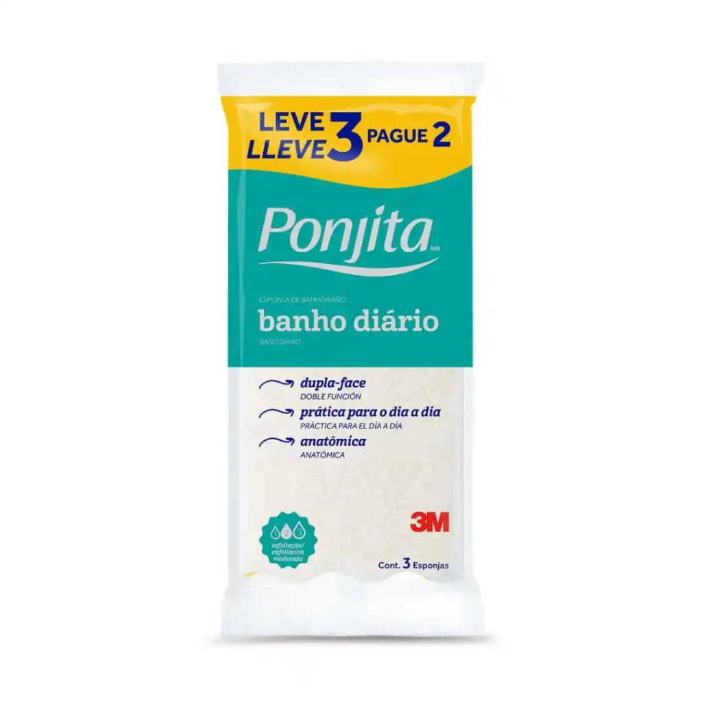 Ponjita 3M Esponja de Banho Diário – Leve 3 Pague 2 | (cores aleatórias) em Oferta na Shopee
