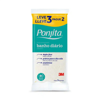 Ponjita 3M Esponja de Banho Diário – Leve 3 Pague 2 | (cores aleatórias) em Oferta na Shopee