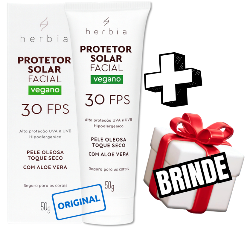 Herbia Protetor solar natural físico Facial vegano Pele Oleosa toque seco 30 FPS UVA + UVB Aloe Vera