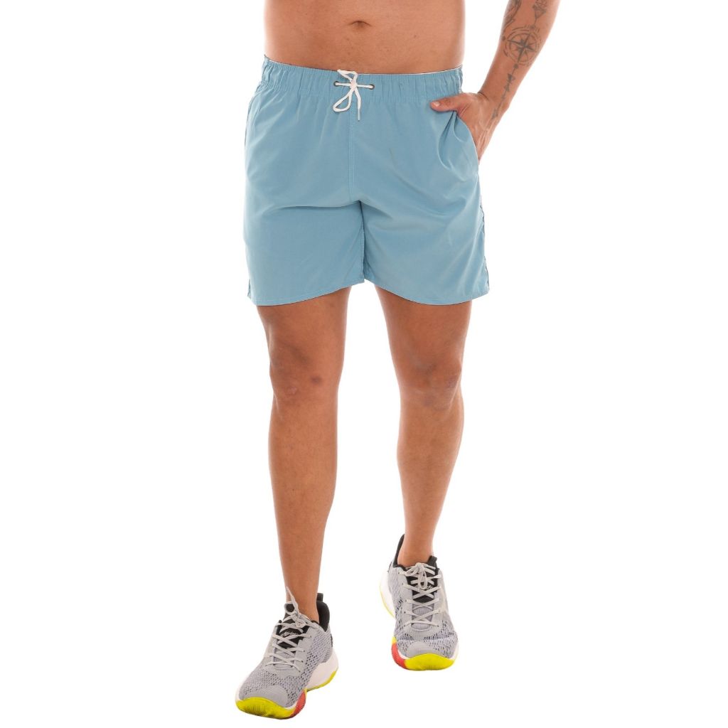 Short Elastano Masculino Moda Praia Verão Azul Treino Academia