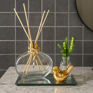 Kit Luxo Vidro Jolie 300ml Aromatizador Ambiente Com Bandeja Espelho Mini Vaso e Passarinho Cerâmica em Oferta na Shopee