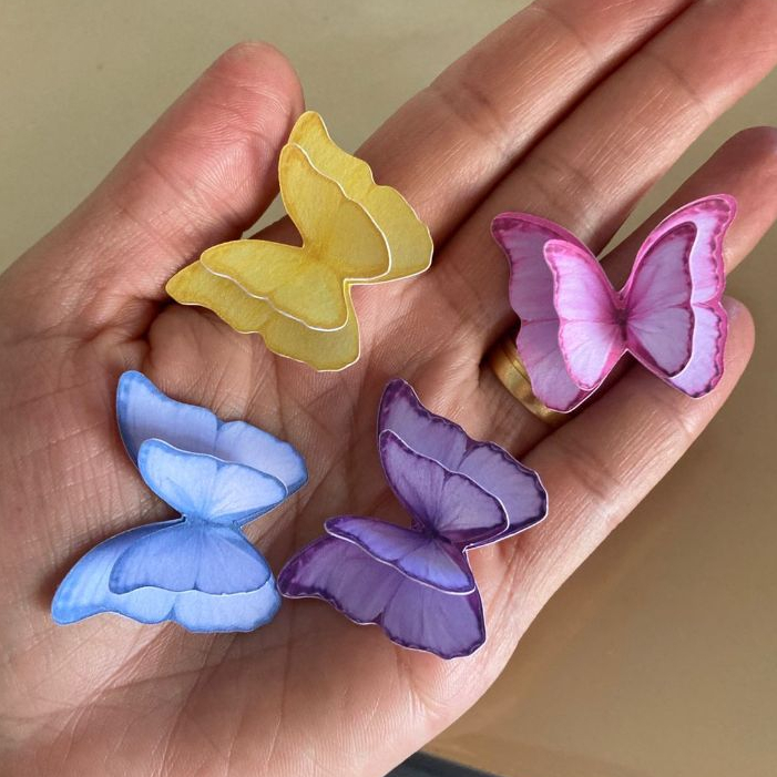 Borboletas 3D Papel - Kit até 200 Aplique Decoração Festa (Tubete, Caixa, Topo de Bolo)