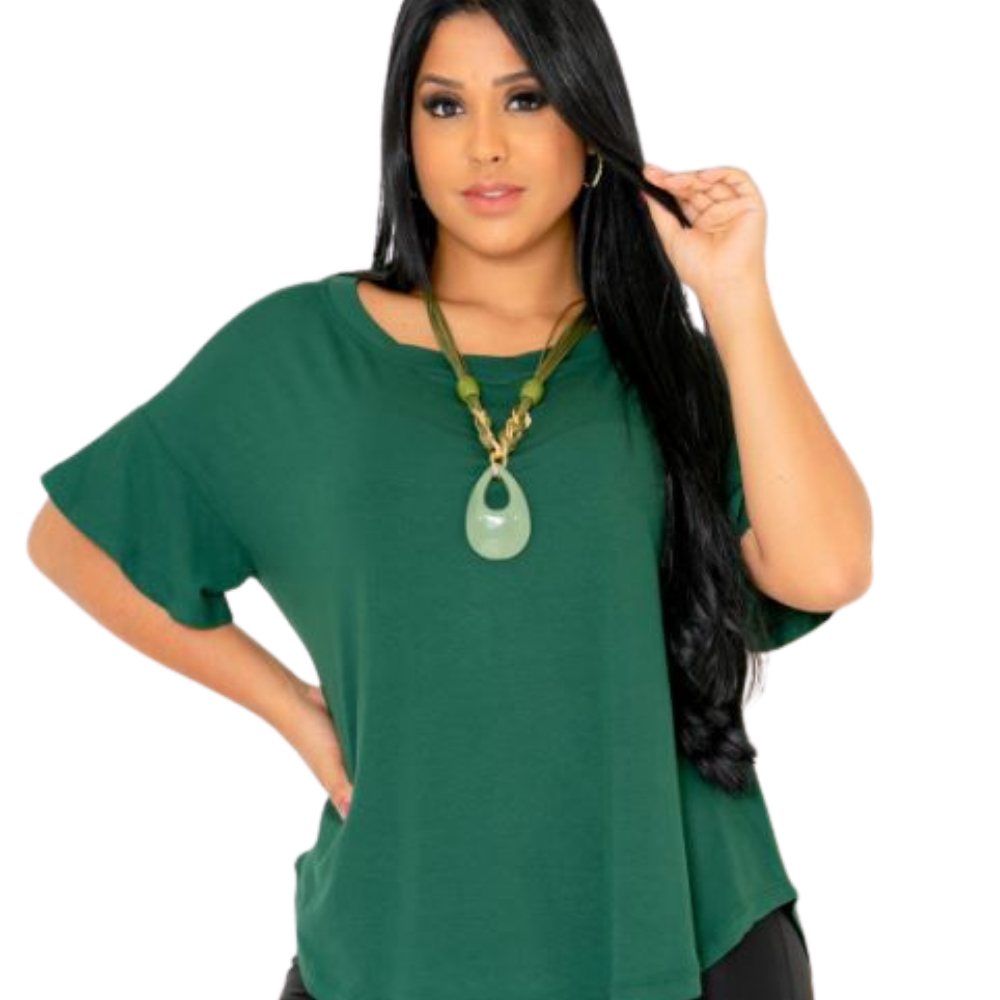 Blusa Mullet Feminina Viscolycra Alongada Soltinha Elegante Casual Dia a Dia