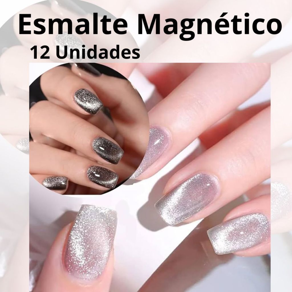Esmalte Magnético Olho de Gato Gel 12 unidades Uv/Led Lirió/ Zem Reflexive Glitter gel unha