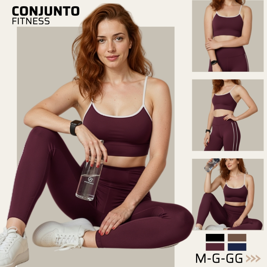 Conjunto Fitness Academia Legging Forrada Top Alça com Bojo Alta Compressão em Oferta na Shopee