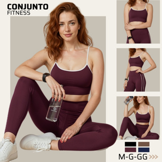 Conjunto Fitness Academia Legging Forrada Top Alça com Bojo Alta Compressão em Oferta na Shopee