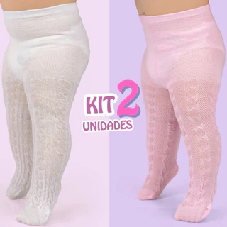 Kit 02 Meia Calça Bebê Menina Meia De Festa Rendada Batizado