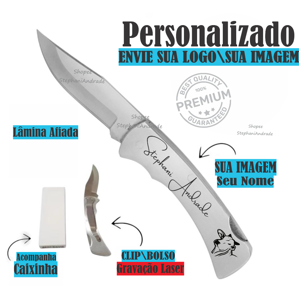 Canivete De Bolso Inox Personalizado Seu Nome em Oferta na Shopee