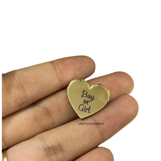 Kit com 50  Tags Coração  Chá Revelação Boy or Girl ACRILICO ESPELHADO Felicidade em Oferta na Shopee