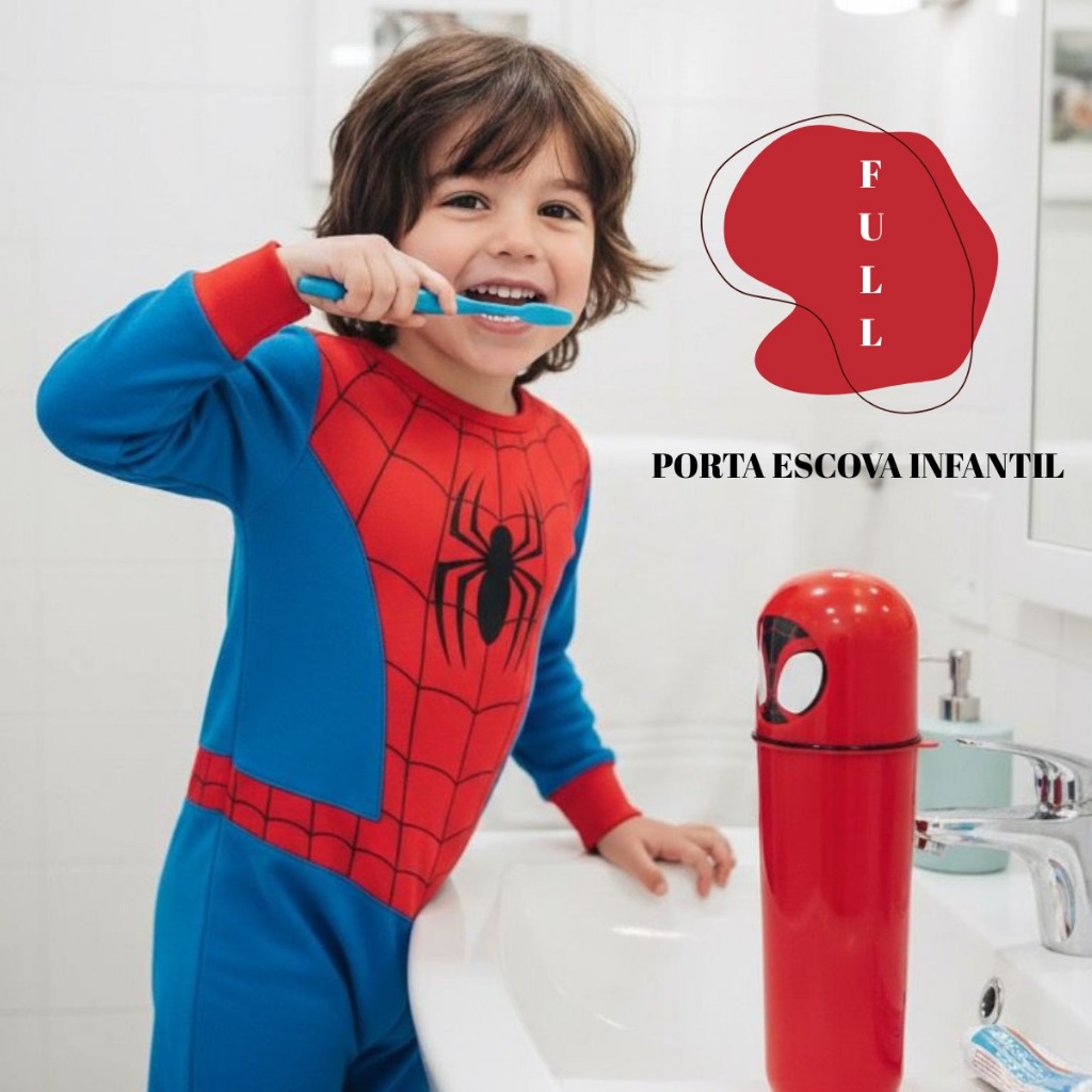 Porta Escova Dental Case Infantil Escola Viagem Ludico Cor Homem Aranha